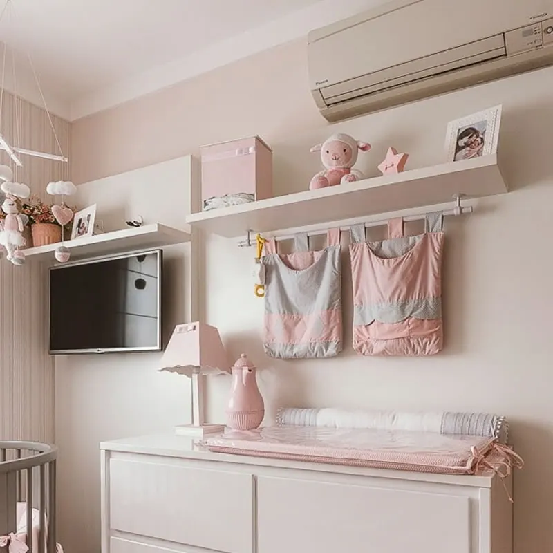 Quarto de bebê climatizado com ar-condicionado split